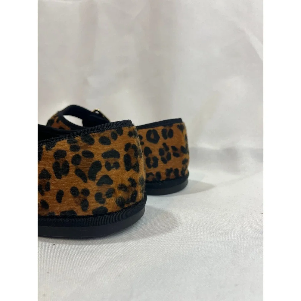 Universal Thread Womens Leopard Print Faux Fur Mary Jane Flats Brown Black 8.5‎
